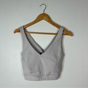 Lululemon Envital Medium Support V‑Neck Active Crop Top Light Grey Size 14